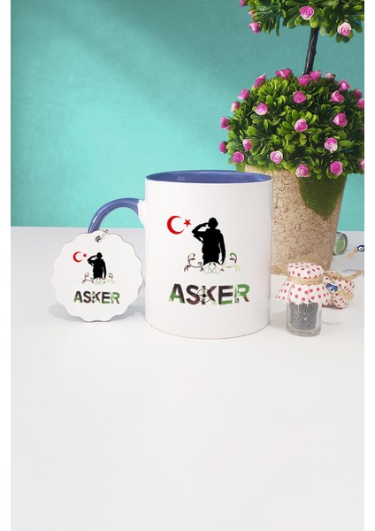 Asker Lacivert Kupa Bardak Anahtarlık