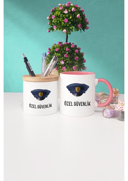 Özel Güvenlik Pembe Kupa Bardak Kalemlik