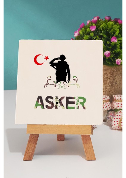 Asker Kırmızı Kupa Bardak Dekoratif Taş