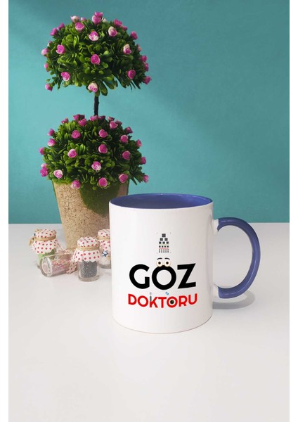 Göz Doktoru Hediye Lacivert Kupa Bardak Kalemlik Anahtarlık