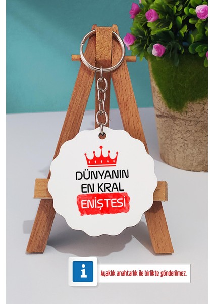 Enişteye Hediye Dünyanın En Kral Eniştesi Türk Kahvesi Fincanı Beyaz ve Anahtarlık