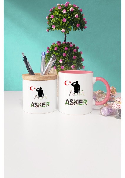 Asker Pembe Kupa Bardak Kalemlik