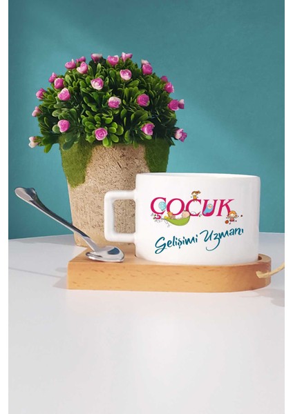 Çocuk Gelişimi Uzmanı Ahşap Altlıklı Fincan ve Anahtarlık fiyatları