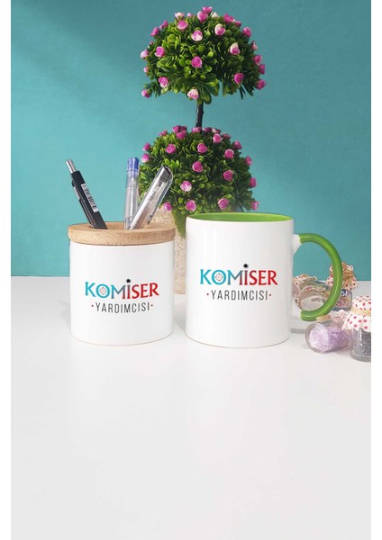 Komiser Yardımcısı Hediye Yeşil Kupa Bardak Kalemlik
