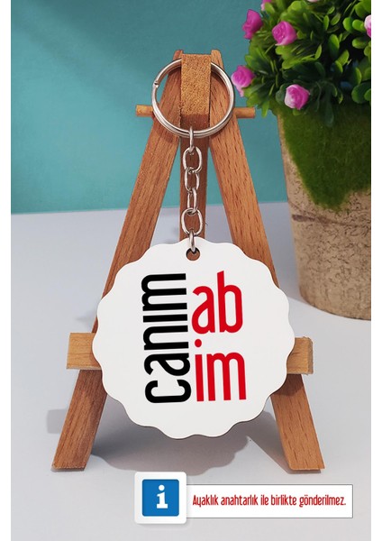 Abiye Hediye Canım Abim Türk Kahvesi Fincanı Ahşap Altlıklı ve Anahtarlık