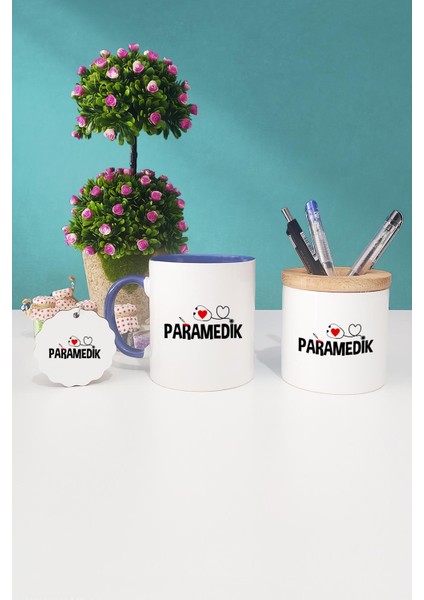 Paramedik Hediye Lacivert Kupa Bardak Kalemlik Anahtarlık