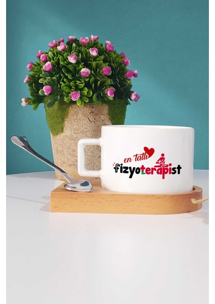 En Tatlı Fizyoterapist Ahşap Altlıklı Fincan ve Kalemlik