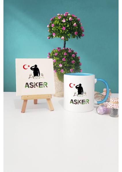 Asker Mavi Kupa Bardak Dekoratif Taş