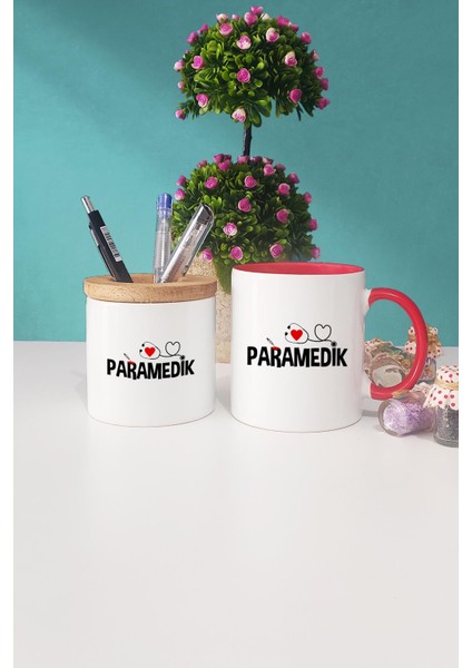 Paramedik Hediye Kırmızı Kupa Bardak Kalemlik