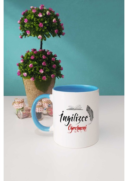 Ingilizce Öğretmeni Hediye Mavi Kupa Bardak Dekoratif Taş Anahtarlık fiyatları