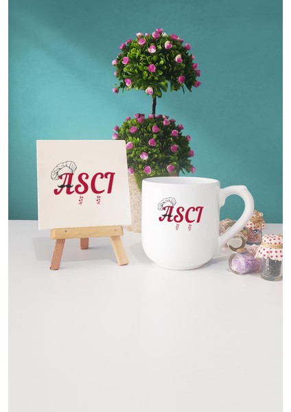 Aşçıya Hediye Aşçı Oval Kupa Bardak Dekoratif Taş