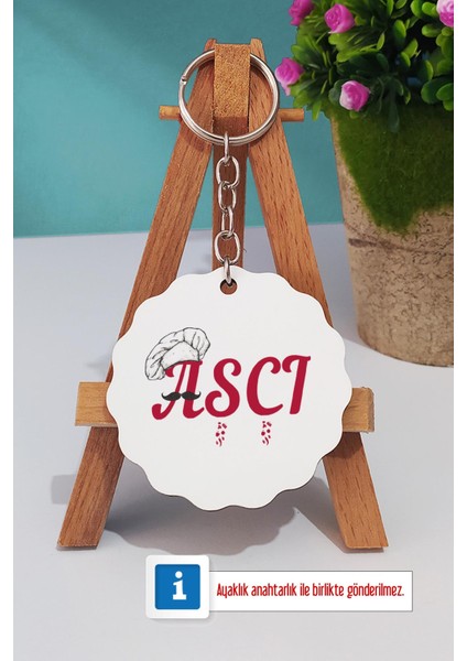 Aşçıya Hediye Aşçı Ahşap Altlıklı Fincan ve Anahtarlık modelleri