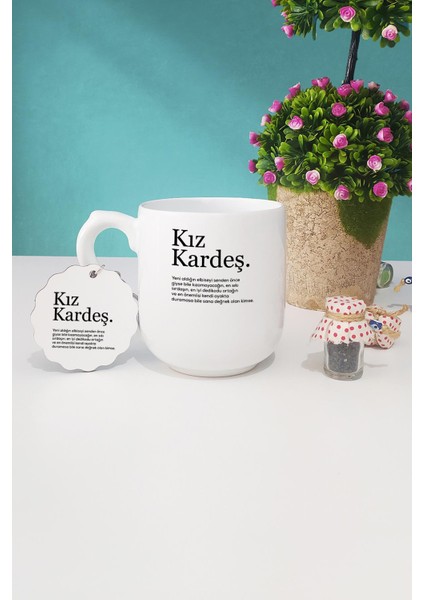 Kız Kardeşe Hediye Oval Kupa Bardak Anahtarlık