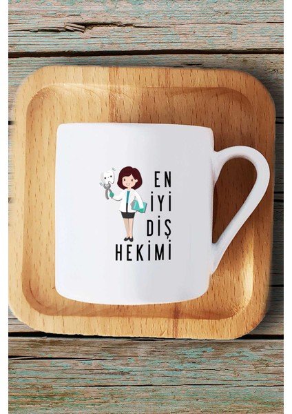 En Iyi Diş Hekimi Hediye Türk Kahvesi Fincanı Ahşap Altlıklı ve Kalemlik fırsatları