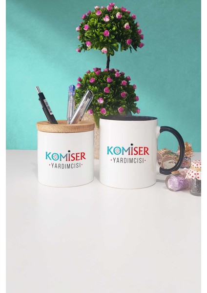 Komiser Yardımcısı Hediye Siyah Kupa Bardak Kalemlik