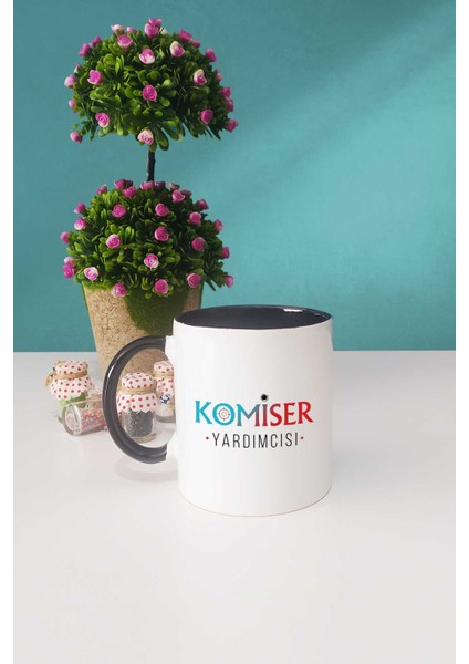 Komiser Yardımcısı Hediye Siyah Kupa Bardak Kalemlik