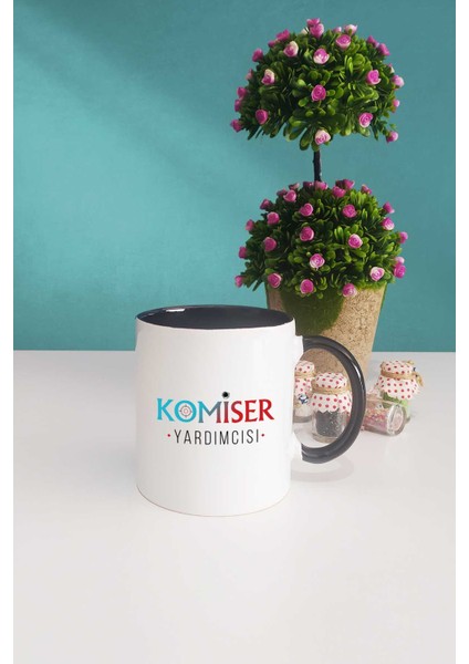 Komiser Yardımcısı Hediye Siyah Kupa Bardak Kalemlik