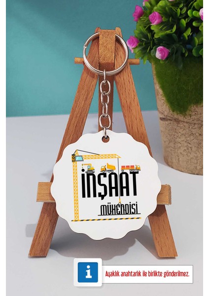 Inşaat Mühendisi Hediye Türk Kahvesi Fincanı Ahşap Altlıklı ve Anahtarlık modelleri