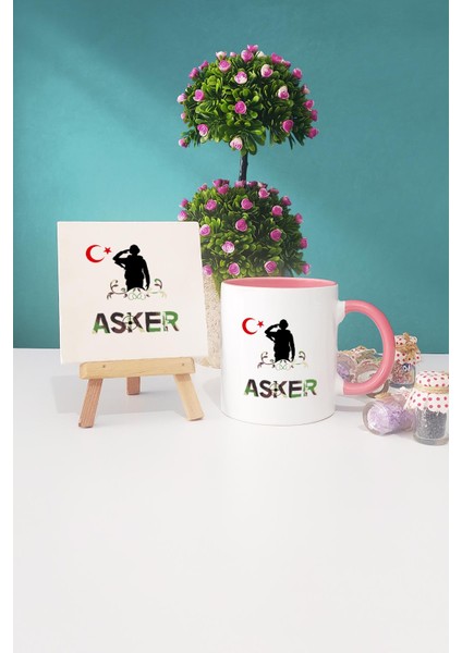 Asker Pembe Kupa Bardak Dekoratif Taş