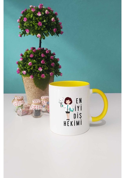 En Iyi Diş Hekimi Hediye Sarı Kupa Bardak Anahtarlık modelleri