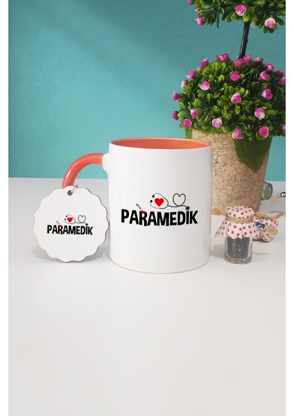 Paramedik Hediye Turuncu Kupa Bardak Anahtarlık