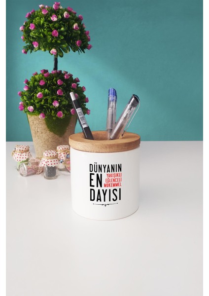Dayıya Hediye Siyah Kupa Bardak Kalemlik fırsatları