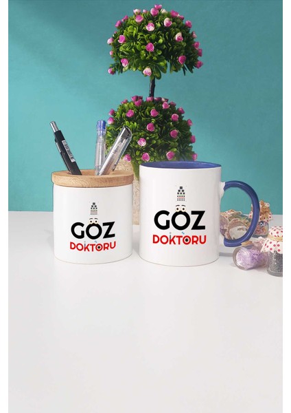 Göz Doktoru Hediye Lacivert Kupa Bardak Kalemlik
