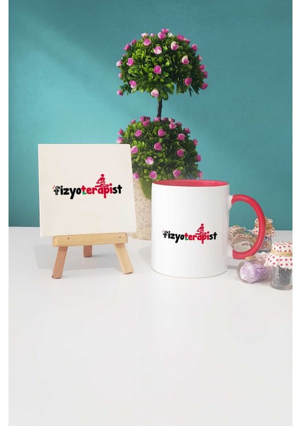 Fizyoterapist Hediye Kırmızı Kupa Bardak Dekoratif Taş