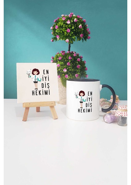 En Iyi Diş Hekimi Hediye Siyah Kupa Bardak Dekoratif Taş