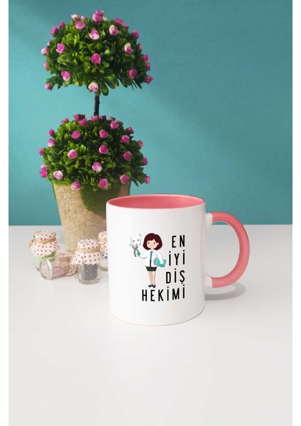 En Iyi Diş Hekimi Hediye Pembe Kupa Bardak Dekoratif Taş modelleri