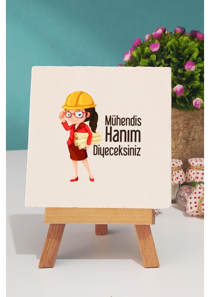 Mühendise Hediye Mühendis Hanım Oval Kupa Bardak Dekoratif Taş
