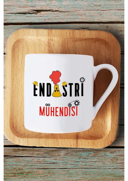 Endüstri Mühendisi Hediye Türk Kahvesi Fincanı Ahşap Altlıklı ve Anahtarlık fiyatları