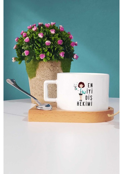 En Iyi Diş Hekimi Hediye Ahşap Altlıklı Fincan ve Anahtarlık fiyatları