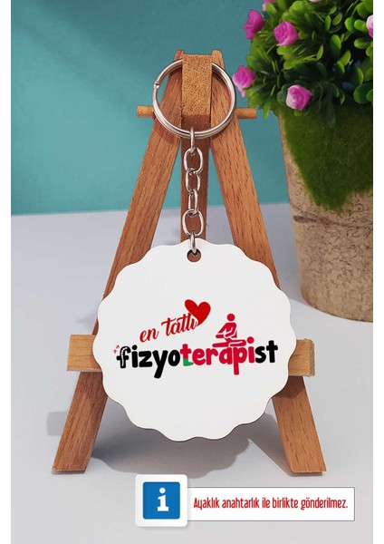 En Tatlı Fizyoterapist Türk Kahvesi Fincanı Ahşap Altlıklı ve Anahtarlık