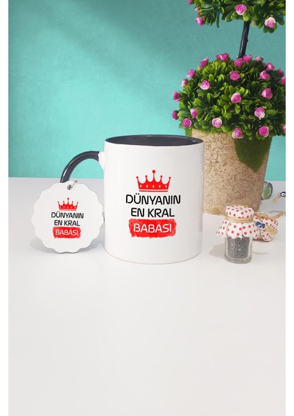 Babaya Hediye Babalar Günü Hediyesi Siyah Kupa Bardak Anahtarlık