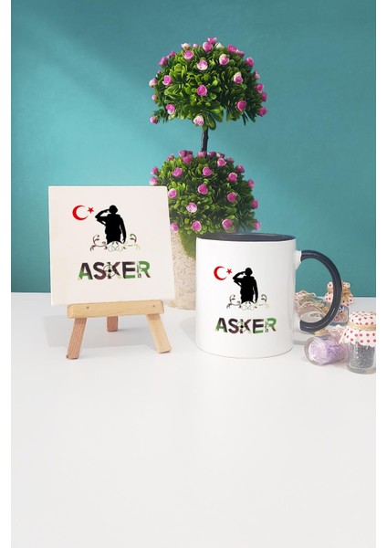 Asker Siyah Kupa Bardak Dekoratif Taş