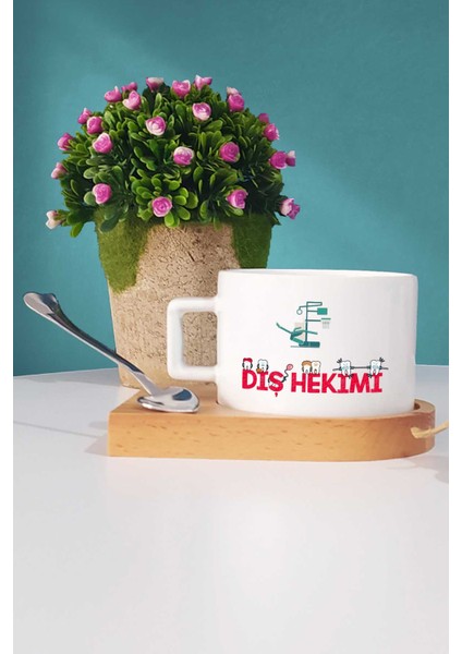 Diş Hekimi Hediye Ahşap Altlıklı Fincan ve Kalemlik fiyatları