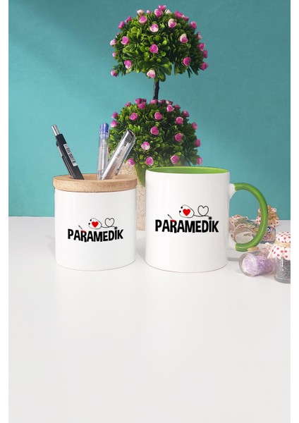 Paramedik Hediye Yeşil Kupa Bardak Kalemlik