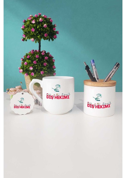 Diş Hekimi Hediye Oval Kupa Bardak Kalemlik Anahtarlık