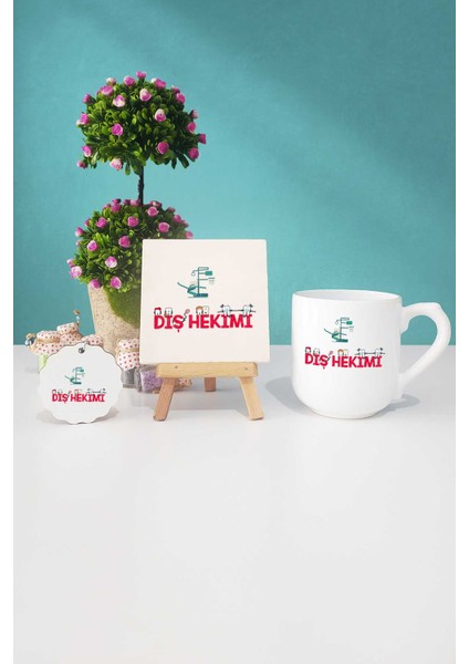 Diş Hekimi Hediye Oval Kupa Bardak Dekoratif Taş Anahtarlık