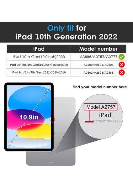 Apple Ipad 10. Nesil 2022 (10.9 Inç) ile Uyumlu Kalem Bölmeli Tablet Kılıfı (A2696/A2757/A2777)