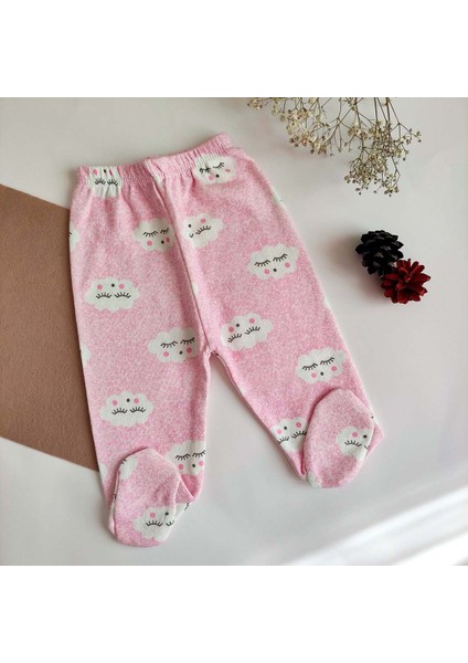 Bulutlu Patikli %100 Pamuk Kız Bebek Pijama Altı