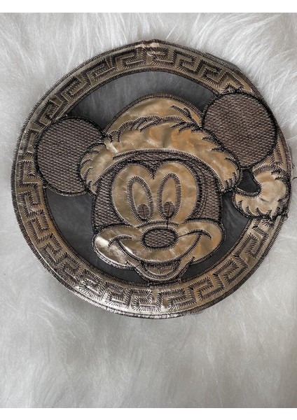 23 cm Gümüş Deri Mickey Mouse Yaldızlı Aplike Arma Yama 23X23 cm fiyatları