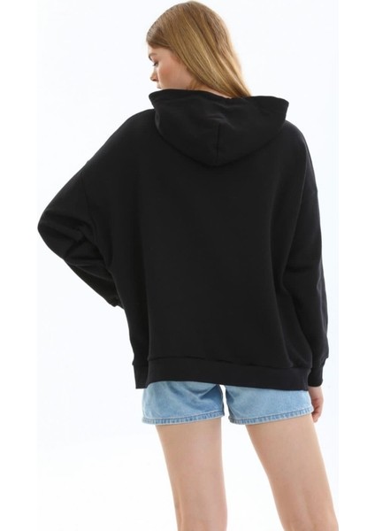 Butik Muson Minimal Baskılı Oversize Hoodie