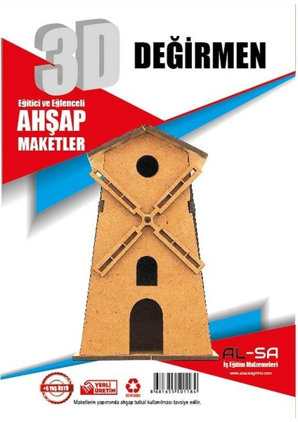 3D Ahşap Değirmen Maketi