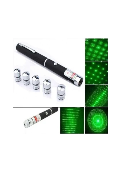 5 Başlıklı Üzel Kutusunda Yeşil Lazer Green Laser Poınter