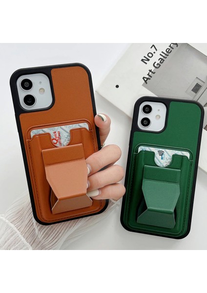 Iphone 12 Pro Max ile Uyumlu Kılıf Stand Olabilen Deri Kılıf Kartlık Özellikli Emollient Kılıf