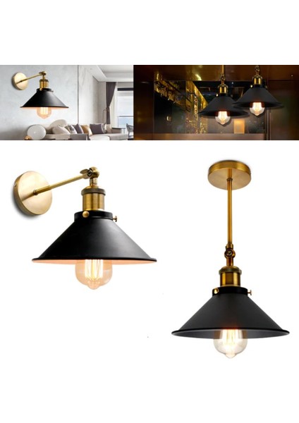 Retro,rustik,vintage Mafsallı Hareketli Başlık Metal Duvar Aplik Şapka ÇAPI:23CM