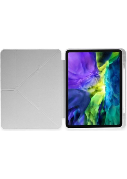 Samsung Galaxy Tab S6 Lite P610 Uyumlu Origami Kalem Bölmeli Trifolding Yumuşak Silikon Kılıf