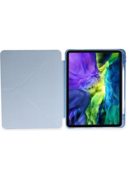 Samsung Galaxy Tab S6 Lite P610 Uyumlu Origami Kalem Bölmeli Trifolding Yumuşak Silikon Kılıf